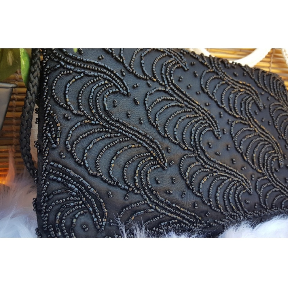 Elegant Black Sequins Clutch Purse Night Beaded